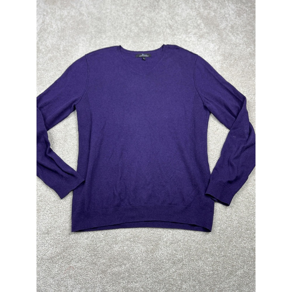 Marc Anthony Sweater Mens Large Purple V Neck Knit Pullover Solid Classic